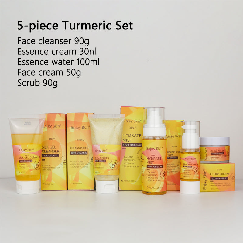 Natural Organic Vegan Facial Anti Acne Serum Tumeric Skin Care Set